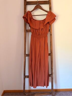 Old Navy Rust Off-Shoulder Maxi Dress